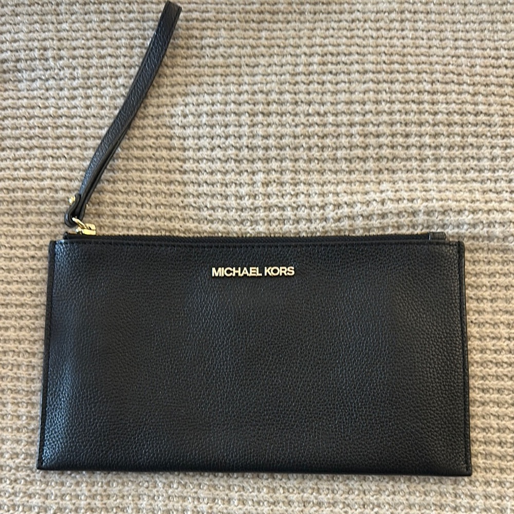 Michael Kors Black Leather Wristlet